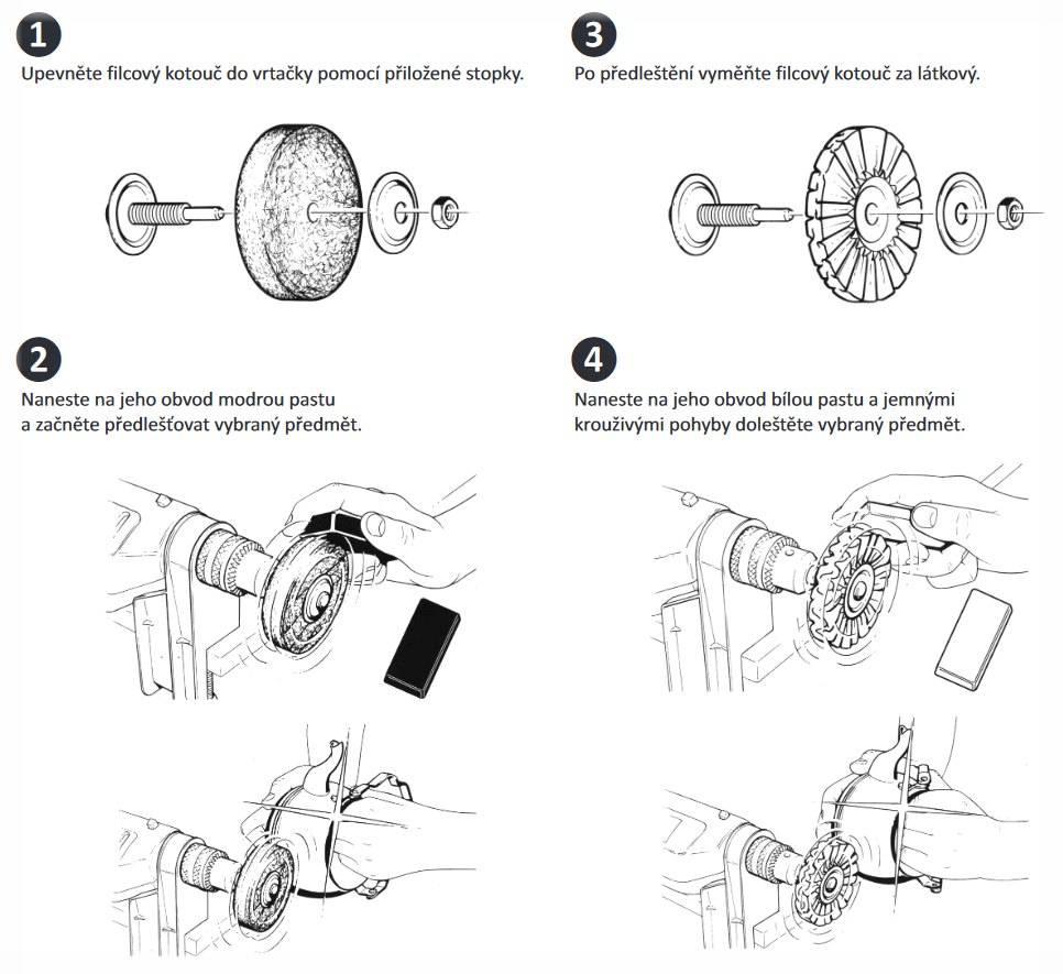 Leštící sada leštící kotouče pasty