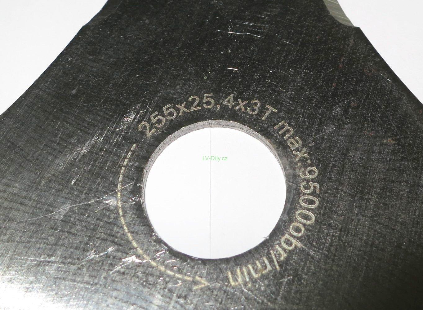 Nůž na křovinořez 3zubý 255mm, 3mm tloušťka - M83067