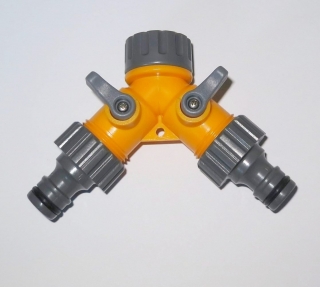 Rozdvojka s ventily pro 2 rychlospojky 3/4" - plast