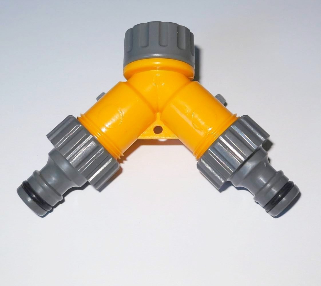 Rozdvojka s ventily pro 2 rychlospojky 3/4" - plast