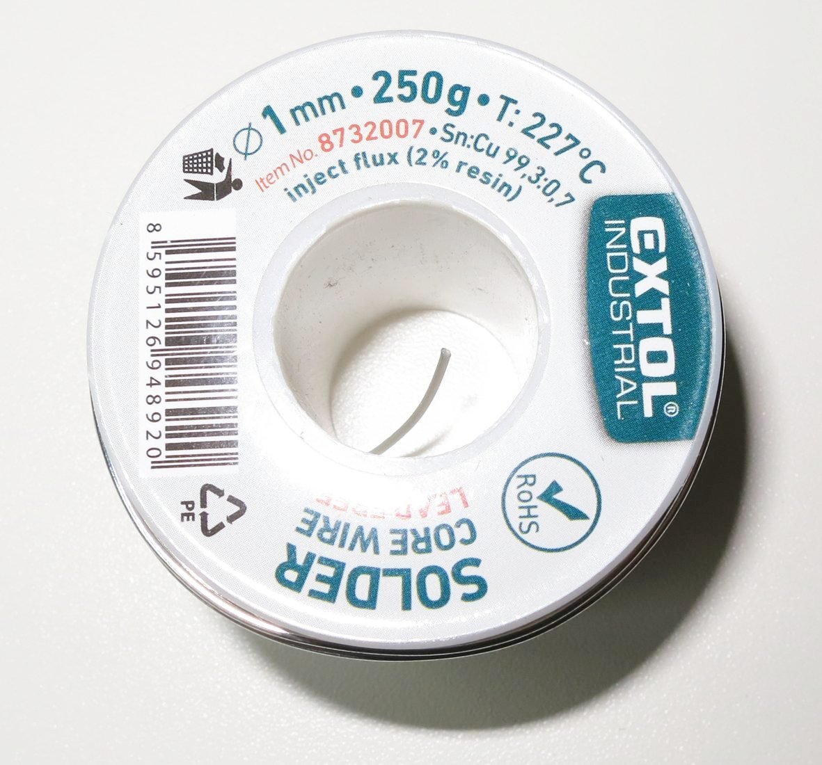 Bezolovnatý cín 1mm 250g - 99,3Sn / 0,7Cu