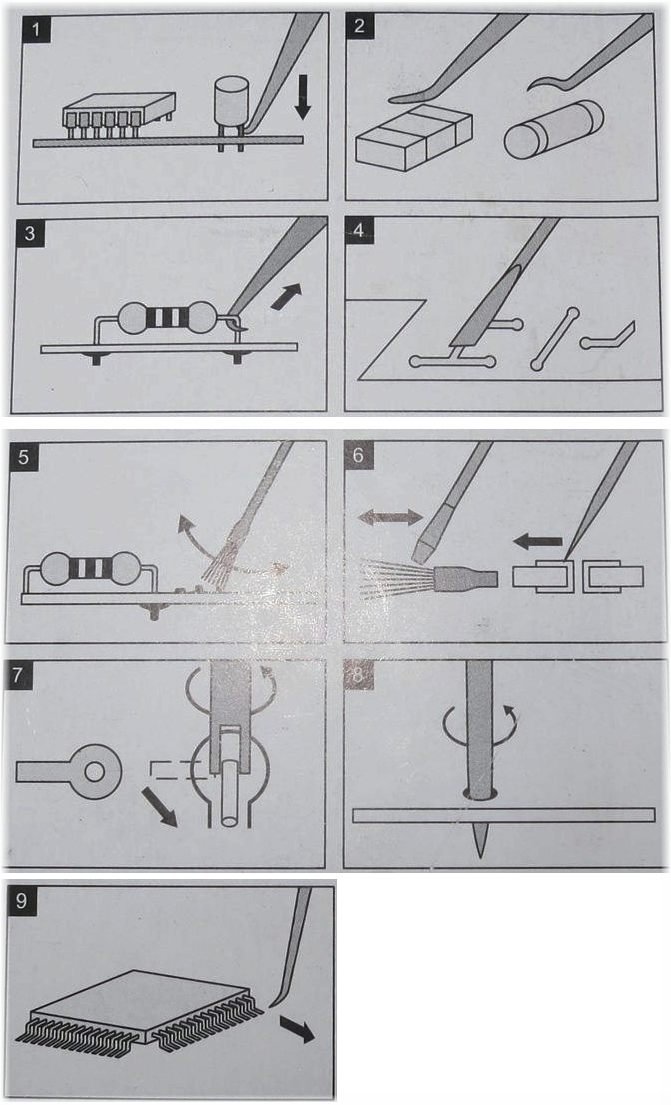Přípravky pro demontáž elektronických součástek 6ks
