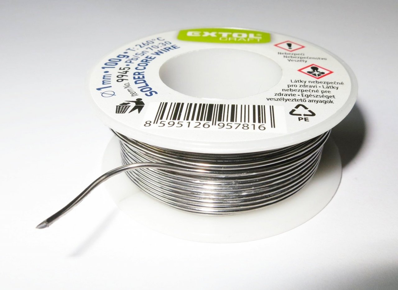 Cín na pájení - 1mm 100g Pb70/Sn30